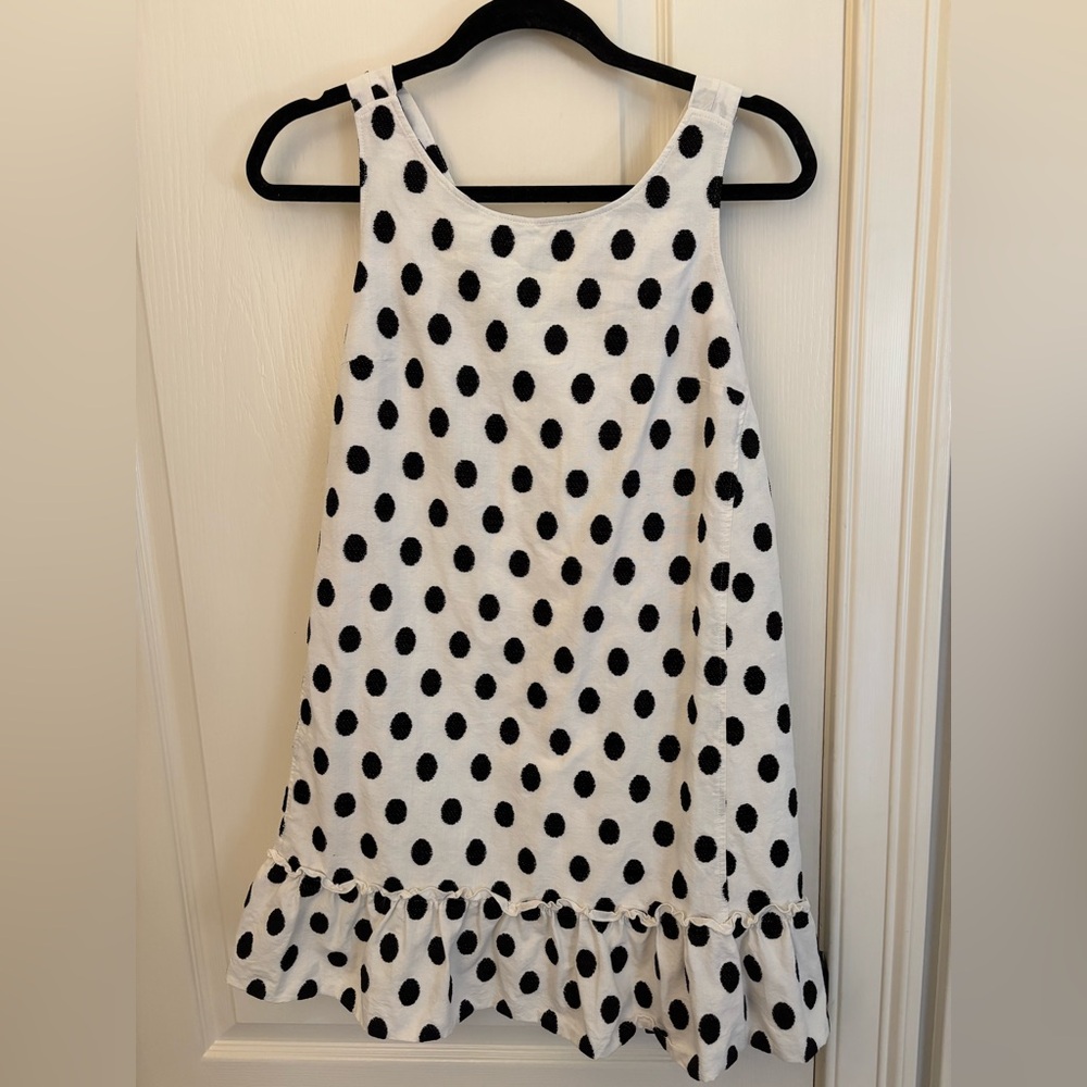 Sezane White Mini Dress with Black Polka Dots